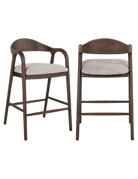 Tabouret de Comptoir Bois Massif Coloris Moka MIHARA