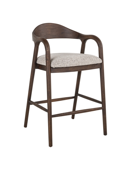 Tabouret de Comptoir Bois Massif Coloris Moka MIHARA