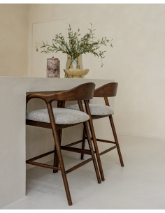Tabouret de Comptoir Bois Massif Coloris Moka MIHARA 2