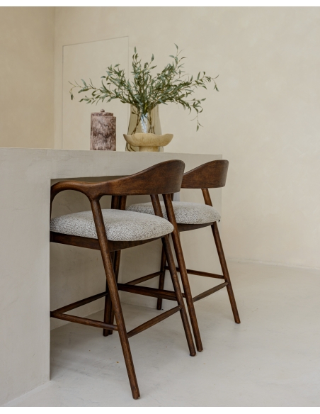 Tabouret de Comptoir Bois Massif Coloris Moka MIHARA