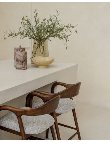 Taburete de mostrador de madera maciza color moka MIHARA