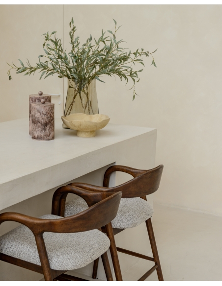 Tabouret de Comptoir Bois Massif Coloris Moka MIHARA