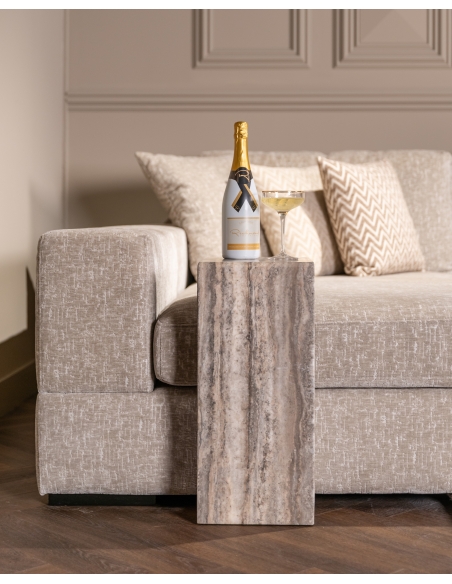 Grey Natural Marble C-Shaped Side Table DENIZLY