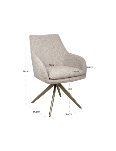 Swivel Chair in Cayenne Brown Fabric LISONNE
