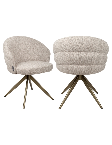 Sedia girevole rotonda bouclé marrone Cayenne ZENDAYA