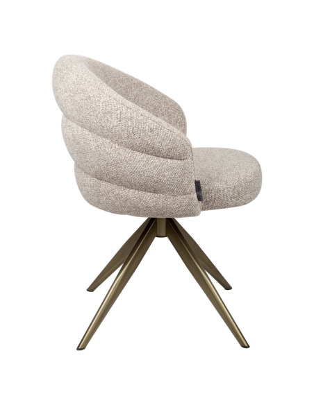 Sedia girevole rotonda bouclé marrone Cayenne ZENDAYA