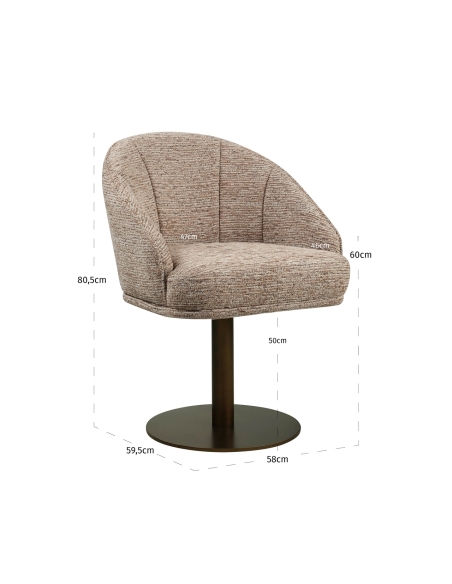 Chaise Pivotante Cannelée Coloris Moka BEVERLY