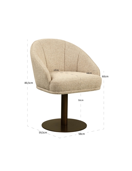 Silla giratoria acanalada color natural BEVERLY