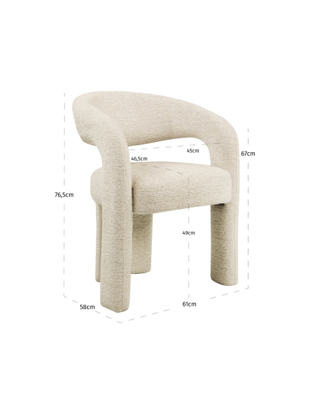 Natural-Coloured Bouclé Dining Chair SOHO