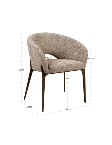 Moka-Coloured Fabric Dining Chair KENZI