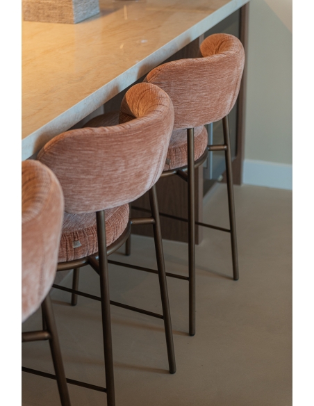 Tabouret de Comptoir Velours Terracotta ENCANTO