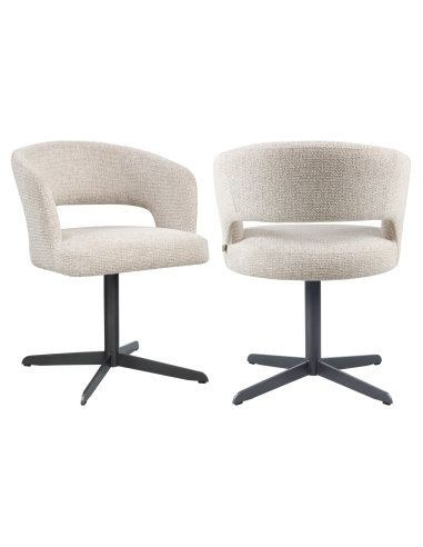 Silla de comedor de tela natural BLANCA