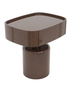 Table de Chevet Design Ovale Laquée Châtaigne ROMEE