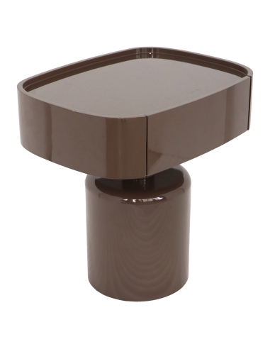 Oval Lacquered Chestnut Design Bedside Table ROMEE