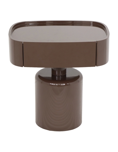 Table de Chevet Design Ovale Laquée Châtaigne ROMEE