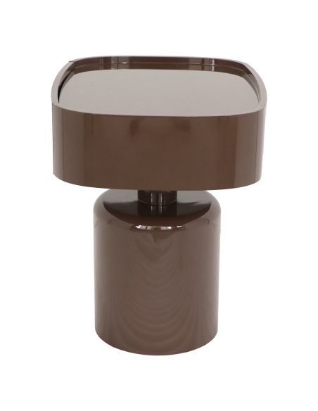 Oval Lacquered Chestnut Design Bedside Table ROMEE