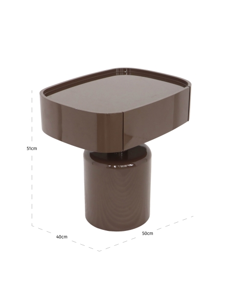 Comodino di Design Ovale Laccato Castagna ROMEE