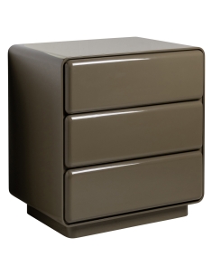 3-Drawer Clay Green Lacquered Bedside Table DEMY