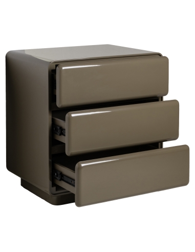 3-Drawer Clay Green Lacquered Bedside Table DEMY