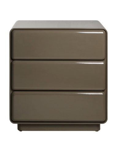 3-Drawer Clay Green Lacquered Bedside Table DEMY