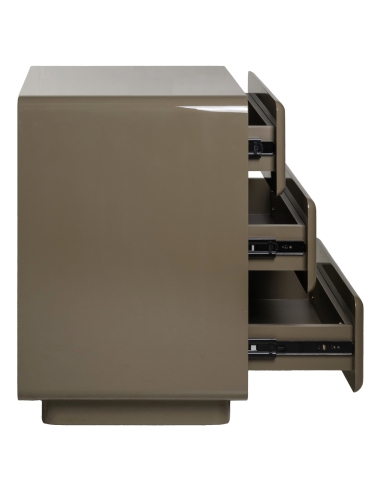 3-Drawer Clay Green Lacquered Bedside Table DEMY