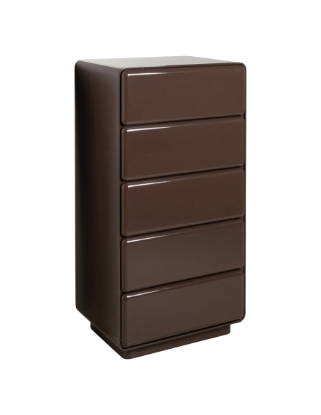 Commode Semainier 5 Tiroirs Laquée Châtaigne LIZZIE