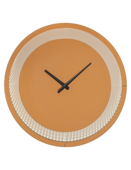 Brown Infinity Mirror Effect LED Wall Clock JULIA