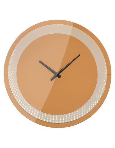 Reloj de pared LED efecto espejo infinito marrón JULIA