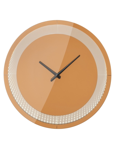 Brown Infinity Mirror Effect LED Wall Clock JULIA