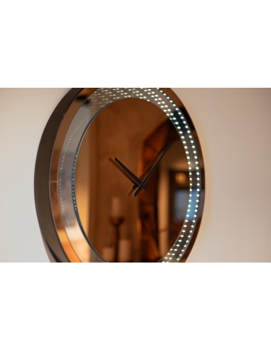 Orologio da parete LED effetto specchio infinito marrone JULIA