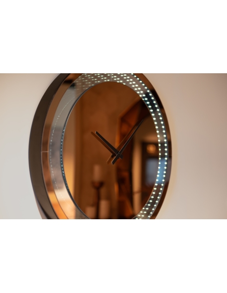 Reloj de pared LED efecto espejo infinito marrón JULIA