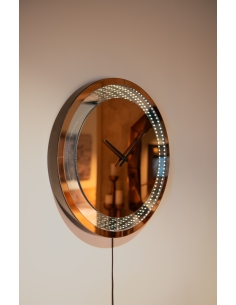 LED-wandklok met oneindig spiegel-effect bruin JULIA 2