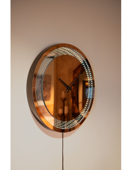 Reloj de pared LED efecto espejo infinito marrón JULIA
