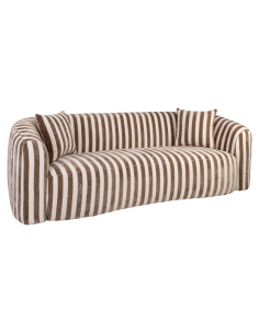 3-Seater Round Sand Striped Fabric Sofa LUXANDRA
