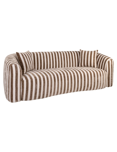 3-Sitzer-Rundes Sofa Gestreifter Stoff Sand LUXANDRA