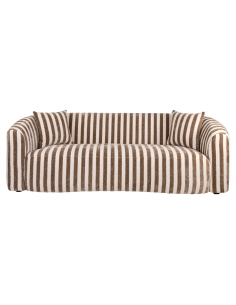 3-Sitzer-Rundes Sofa Gestreifter Stoff Sand LUXANDRA 2