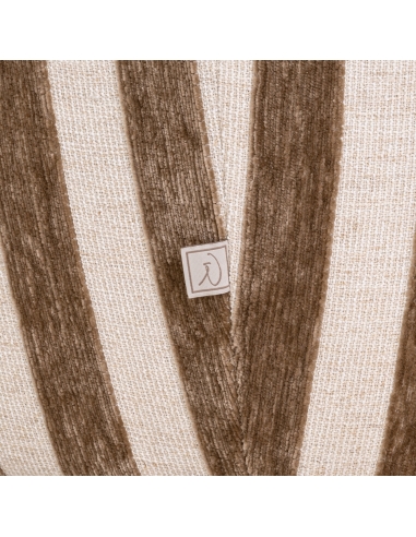 3-Seater Round Sand Striped Fabric Sofa LUXANDRA