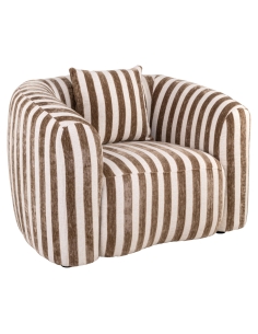 Generous Round Armchair Striped Sand Fabric LUXANDRA 2