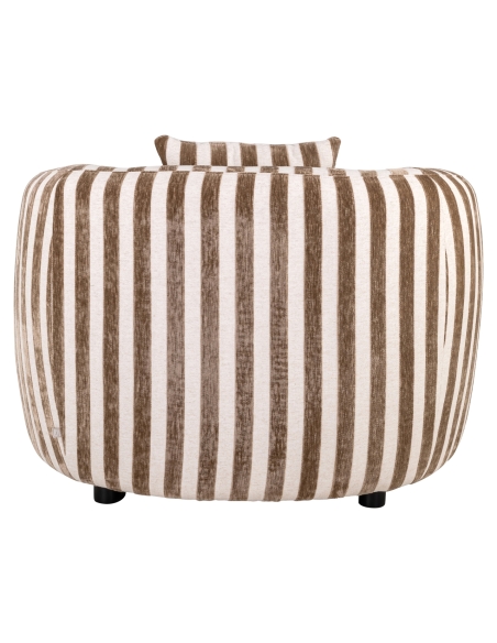 Generous Round Armchair Striped Sand Fabric LUXANDRA