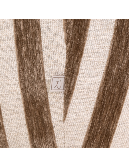 Generous Round Armchair Striped Sand Fabric LUXANDRA