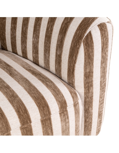 Generous Round Armchair Striped Sand Fabric LUXANDRA