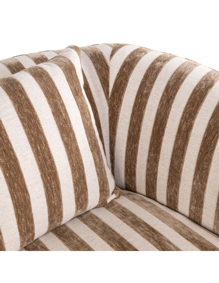 Generous Round Armchair Striped Sand Fabric LUXANDRA