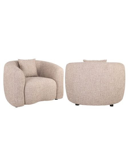 Sillón cómodo de tweed arena ignífugo LUXANDRA