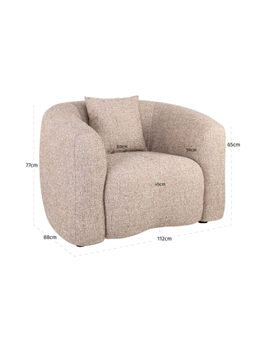 Comfortable Sand Tweed Fire-Resistant Armchair LUXANDRA