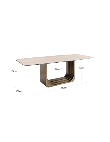 Eettafel van beige keramiek 230 MAXFIELD | Loft