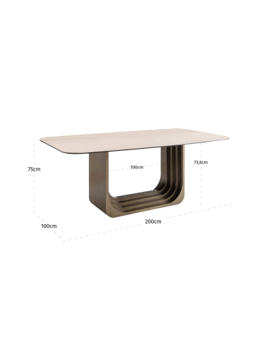 Table à Manger Céramique Beige 200 cm MAXFIELD