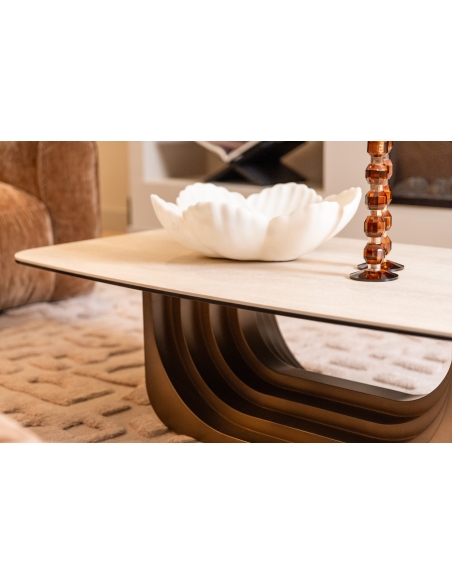 Table Basse Pivotante Céramique Beige MAXFIELD