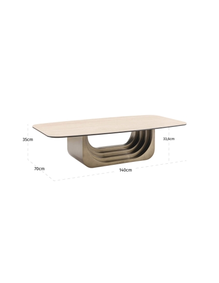Table Basse Pivotante Céramique Beige MAXFIELD