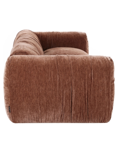 Sofá Generoso de Tela de Canalé Marrón Café MONTY