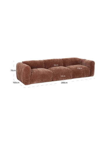 Generous Sofa Brown Corduroy Fabric Café MONTY